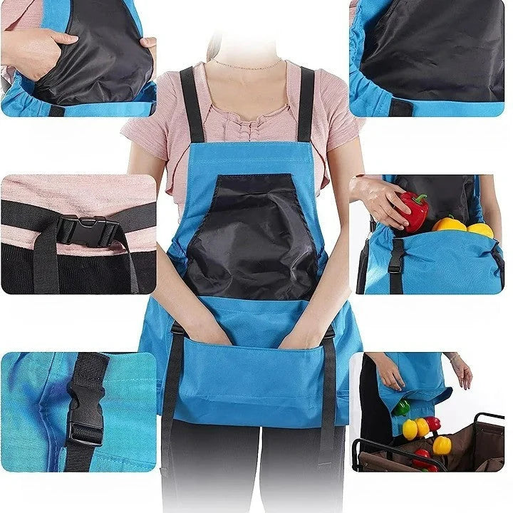Gardening Apron Waterproof Adjustable Cross-Back Straps Tool Pockets
