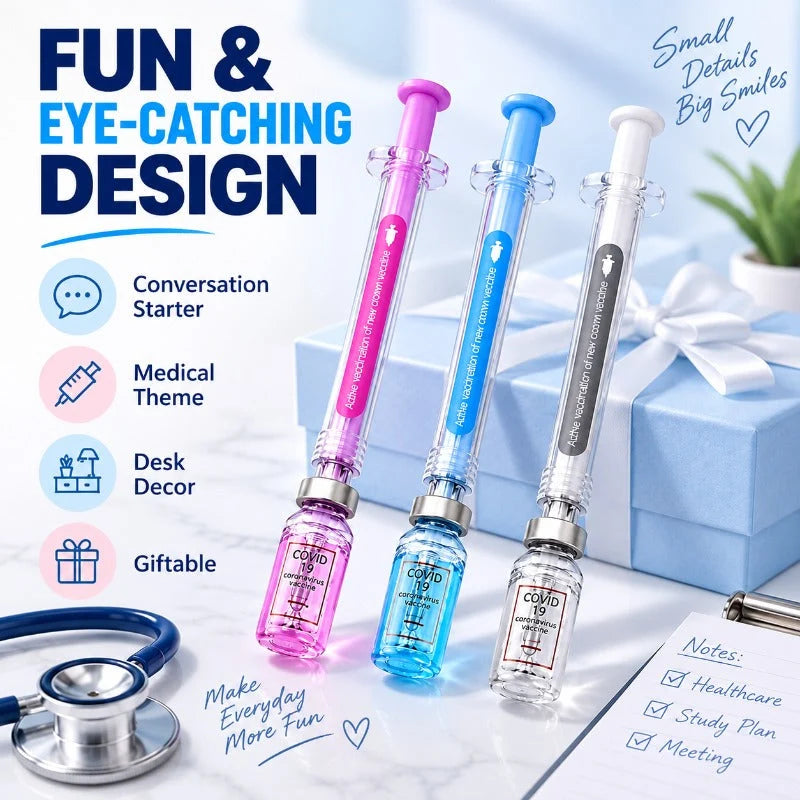 Gel Pens Syringe Design Fine Tip Set of 3