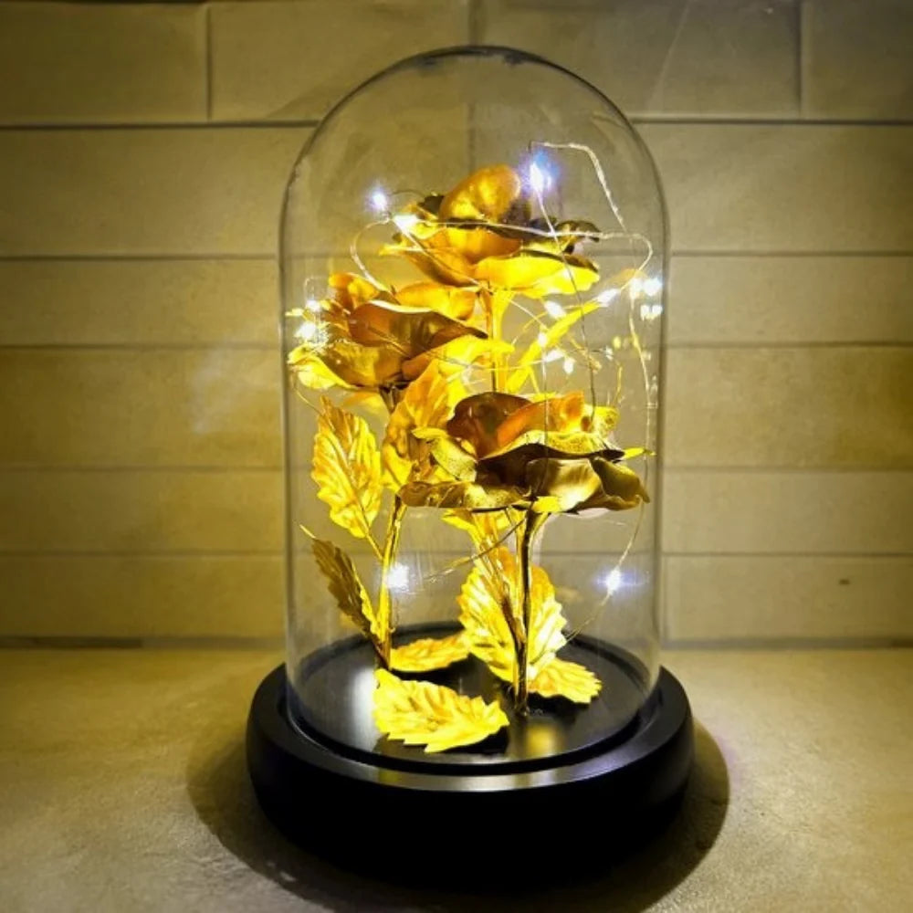 Glass Dome Rose LED Battery Operated