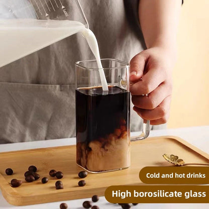 Glass Mug Square Design With Straw 13.5 Fl Oz