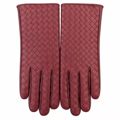 Gloves Woven Leather Warm Lined Textured Grip