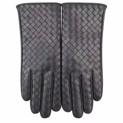 Gloves Woven Leather Warm Lined Textured Grip