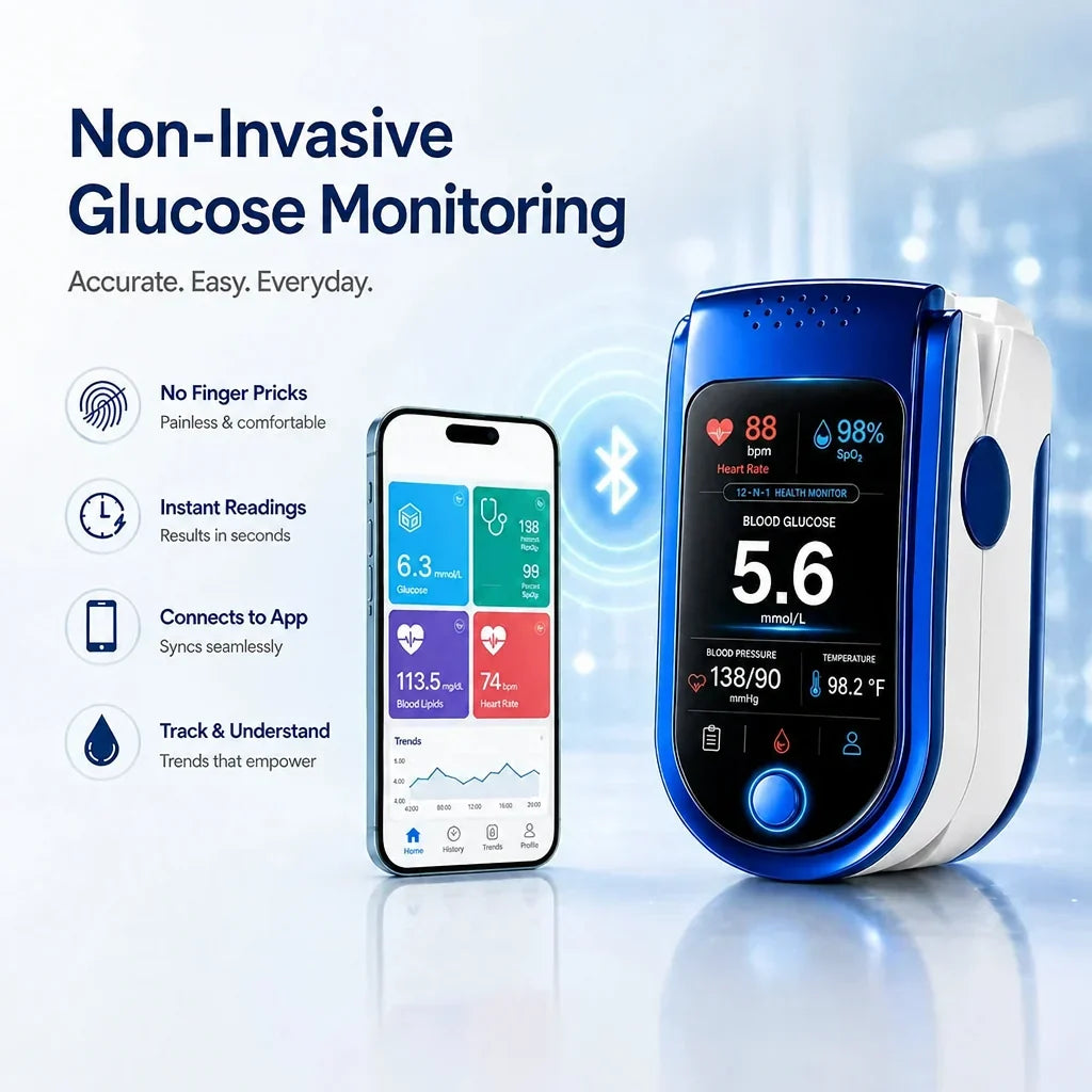 Glucose Monitor Non-Invasive Needle-Free Daily Checks