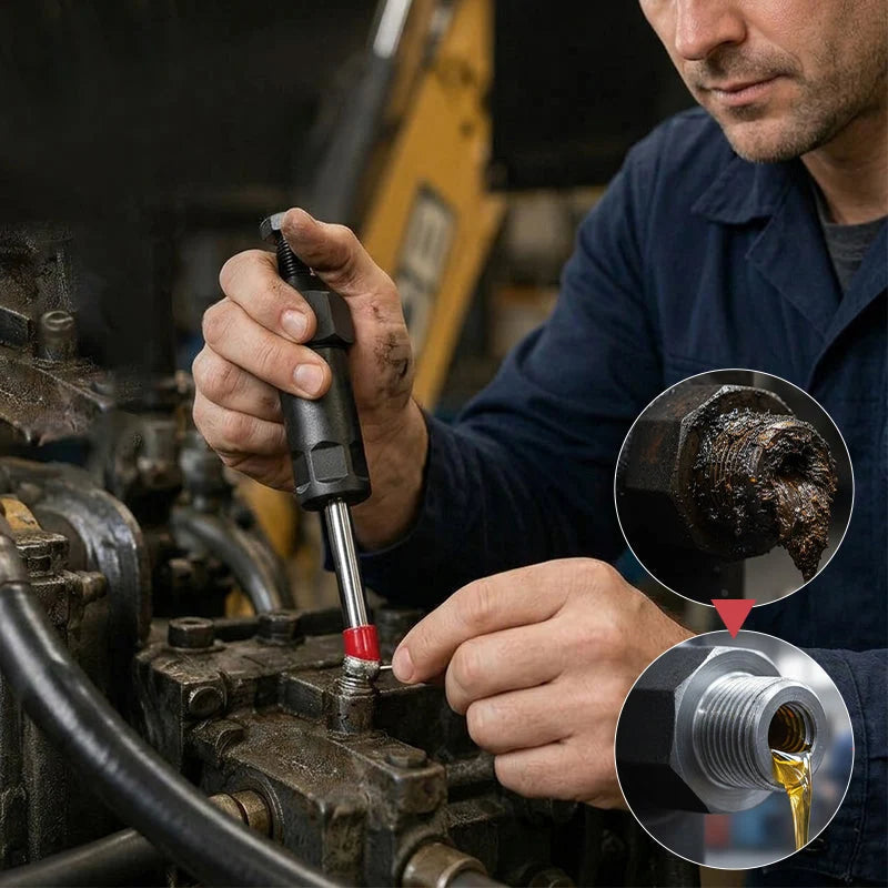 Grease Fitting Cleaner Tool With M6 & M8 Adapters