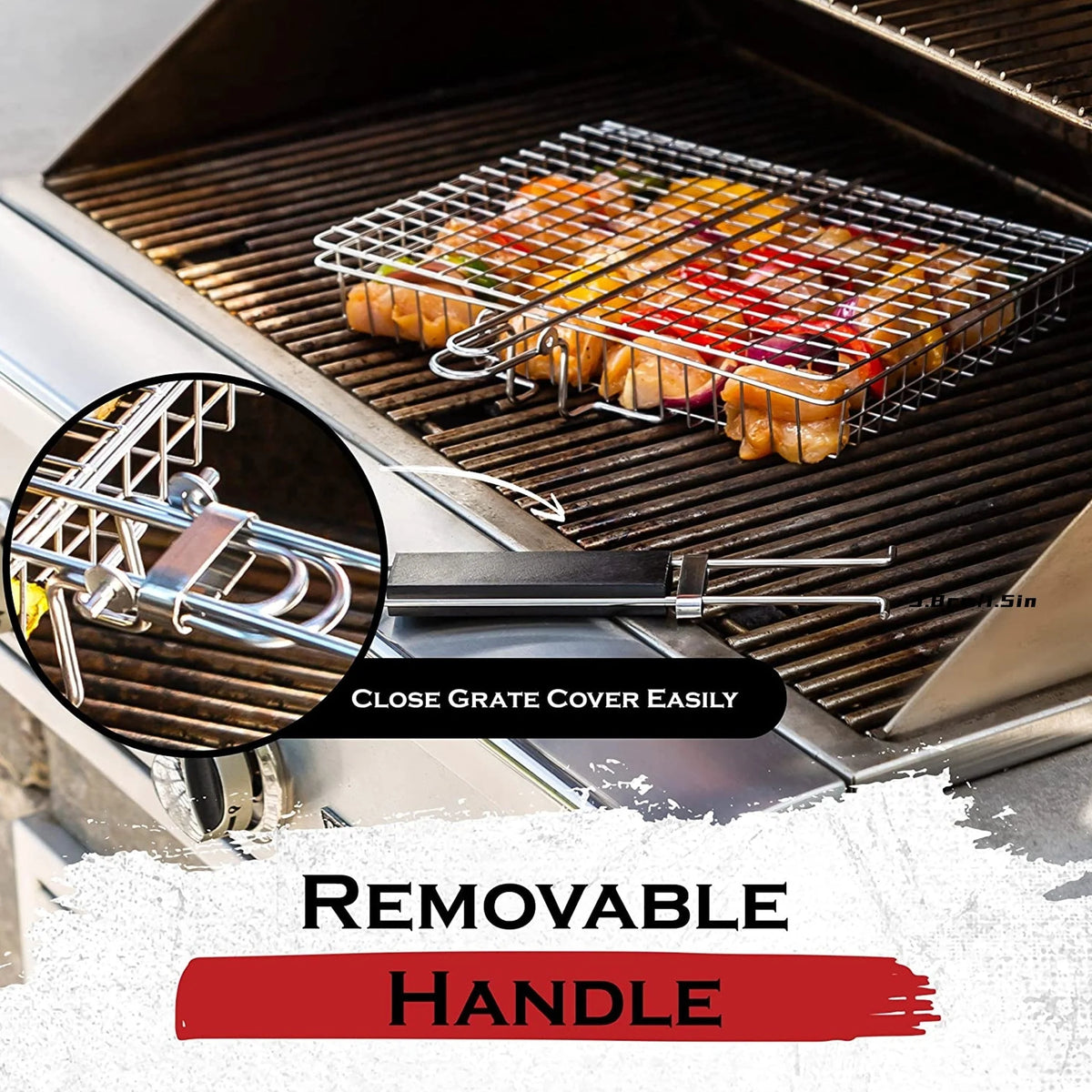 Grill Basket Stainless Steel Locking Foldable Long Handle