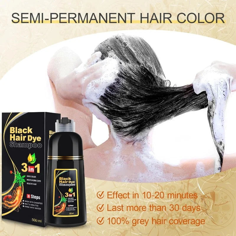 Hair Color Shampoo 3-In-1 Gray Coverage Ammonia-Free PPD-Free