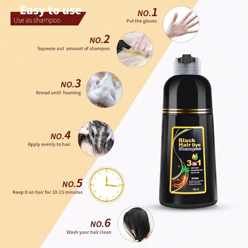 Hair Color Shampoo 3-In-1 Gray Coverage Ammonia-Free PPD-Free
