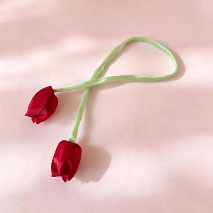 Hair Ribbon Floral Design Adjustable Tie-On Style