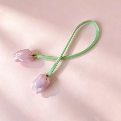 Hair Ribbon Floral Design Adjustable Tie-On Style