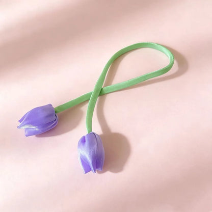 Hair Ribbon Floral Design Adjustable Tie-On Style