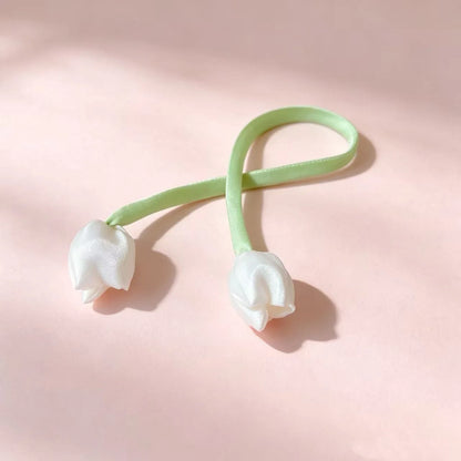 Hair Ribbon Floral Design Adjustable Tie-On Style
