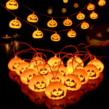 Halloween String Lights Carved Pumpkin LED Warm Glow