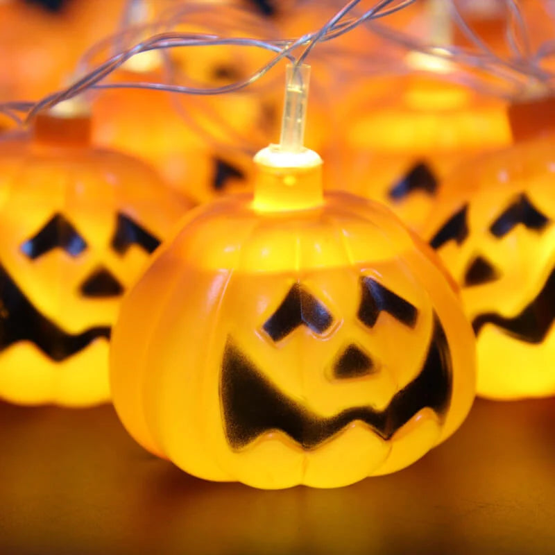 Halloween String Lights Carved Pumpkin LED Warm Glow