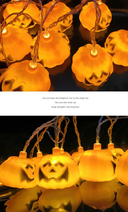 Halloween String Lights Carved Pumpkin LED Warm Glow