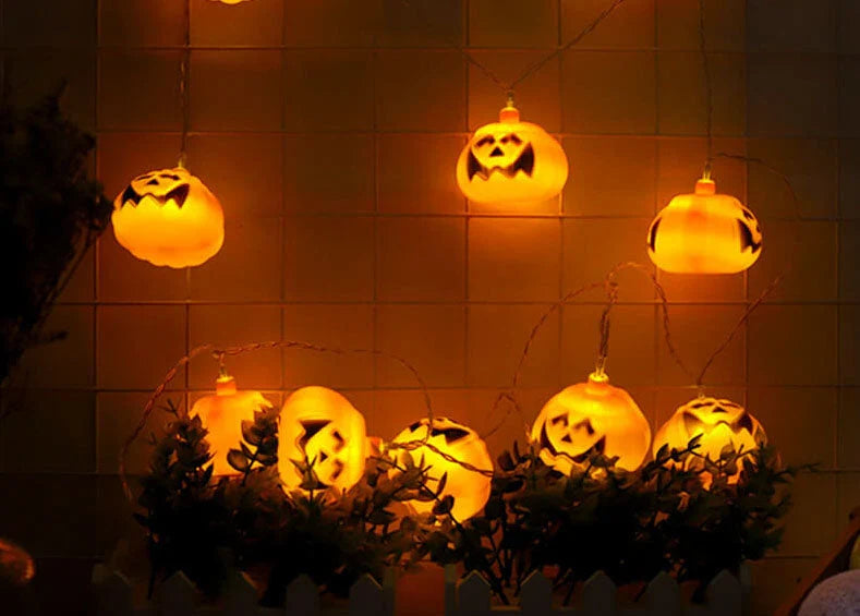 Halloween String Lights Carved Pumpkin LED Warm Glow