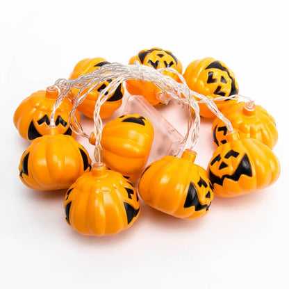 Halloween String Lights Carved Pumpkin Warm Yellow LED Glow