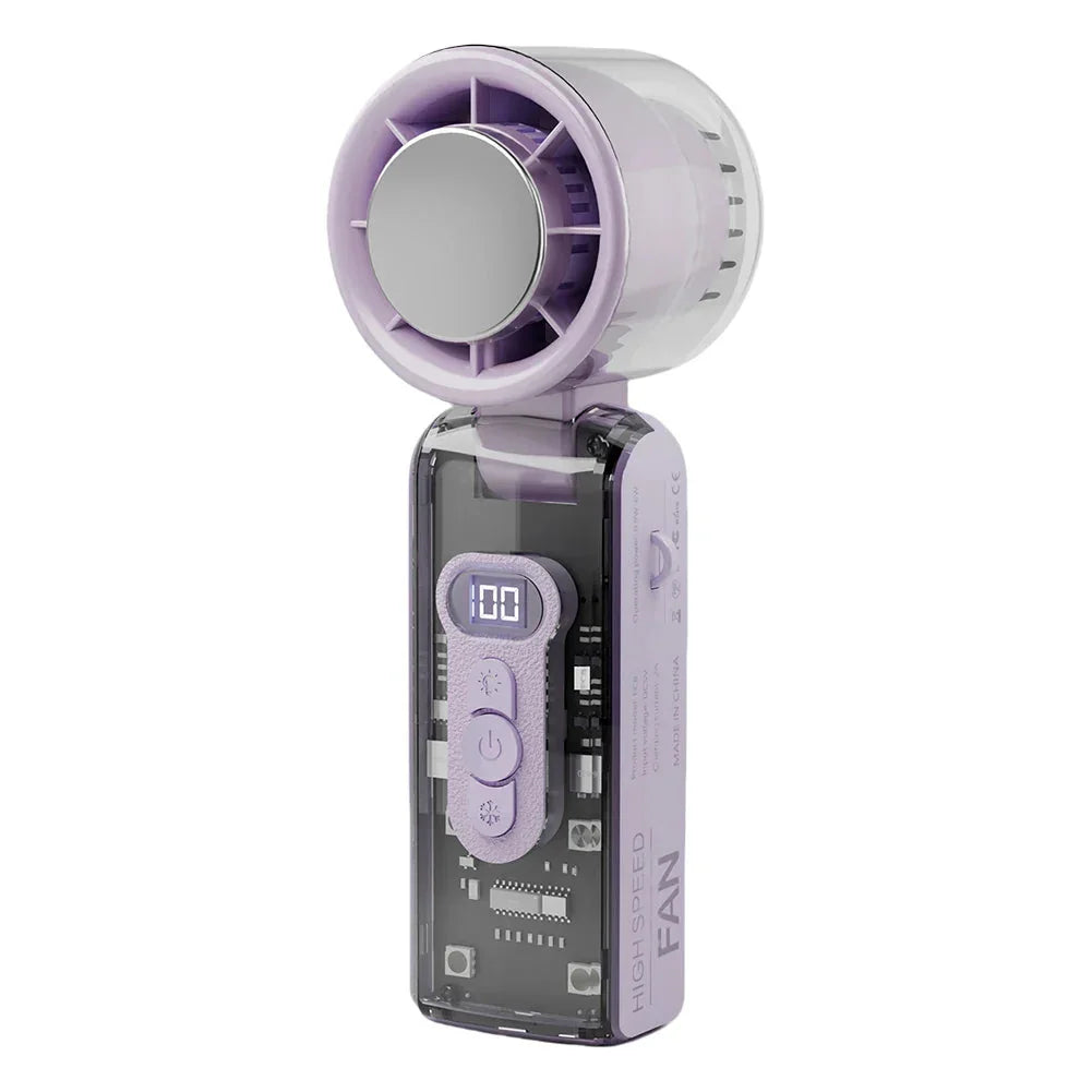 Handheld Fan Foldable Rechargeable LED Speed Display