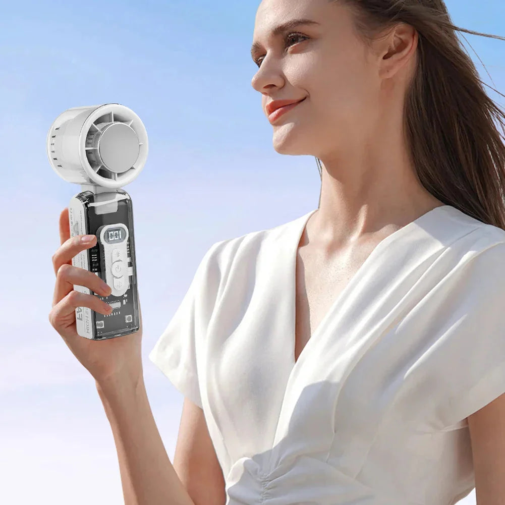 Handheld Fan Foldable Rechargeable LED Speed Display
