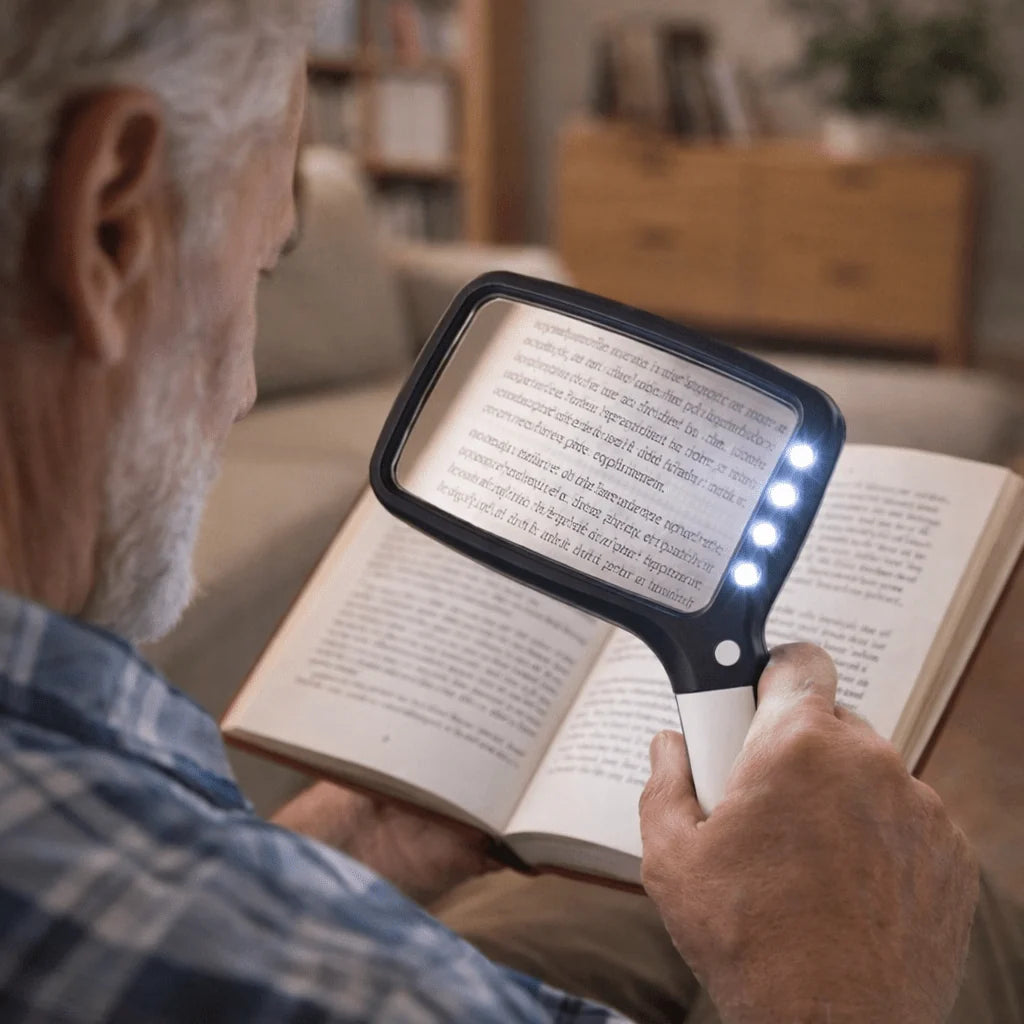 Handheld Magnifying Glass 3X LED Lighted with Ergonomic Grip