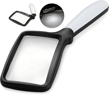 Handheld Magnifying Glass 3X LED Lighted with Ergonomic Grip