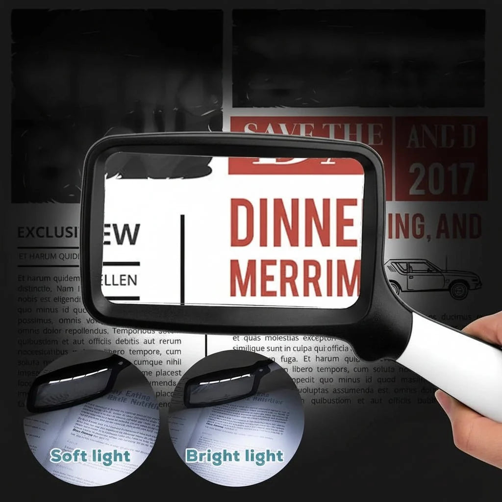 Handheld Magnifying Glass 3X LED Lighted with Ergonomic Grip