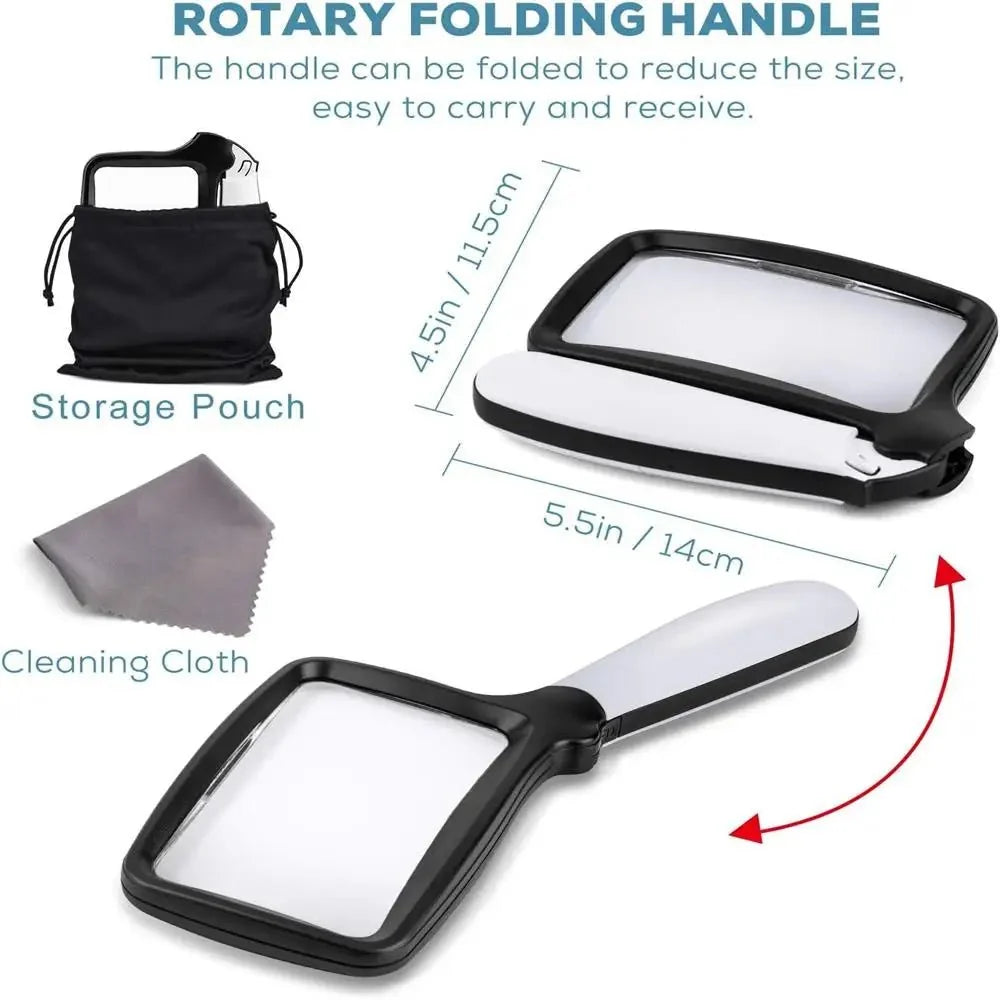 Handheld Magnifying Glass 3X LED Lighted with Ergonomic Grip