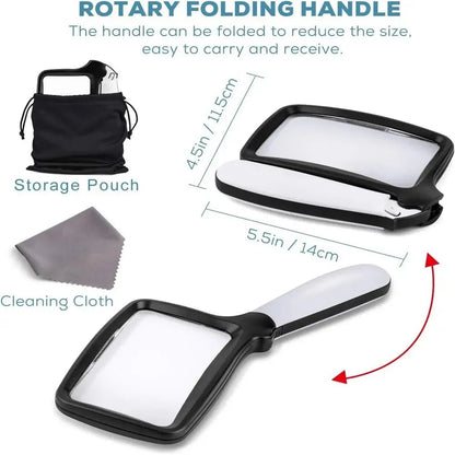 Handheld Magnifying Glass 3X LED Lighted with Ergonomic Grip