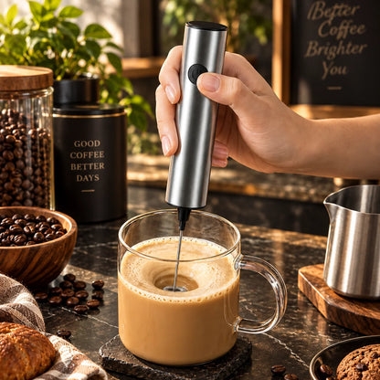 Handheld Milk Frother Battery-Powered Double Spring Whisk