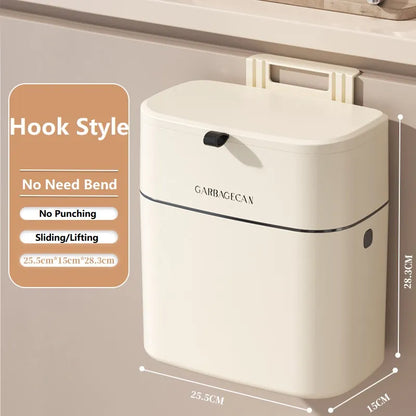 Hanging Trash Bin Space-Saving 2.64 Gallon Capacity