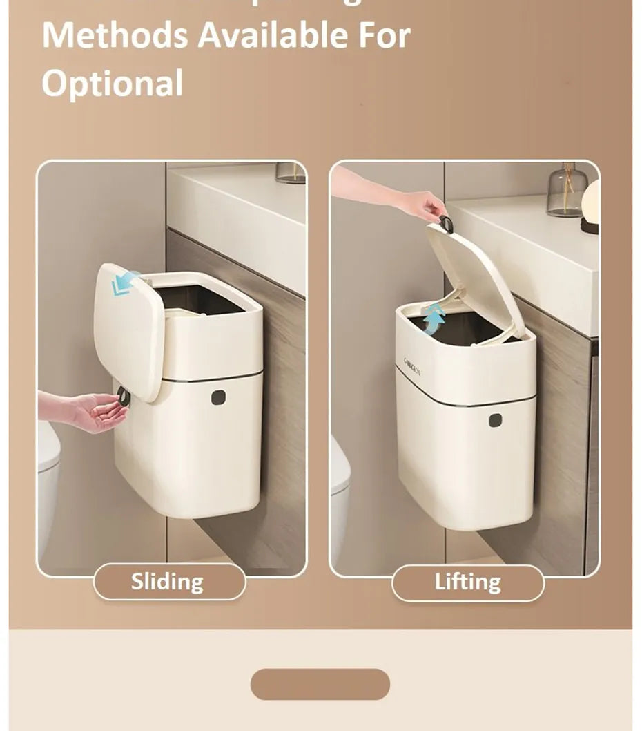 Hanging Trash Bin Space-Saving 2.64 Gallon Capacity