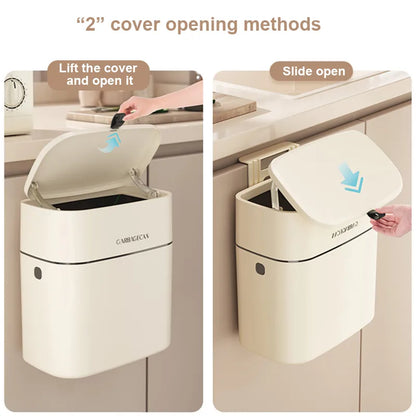 Hanging Trash Bin Space-Saving 2.64 Gallon Capacity