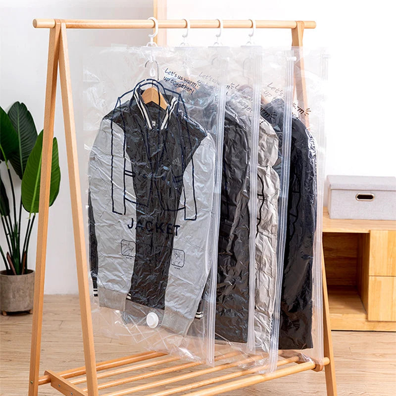 Hanging Vacuum Storage Bags Space-Saving Wrinkle-Free Five-Loop Functional