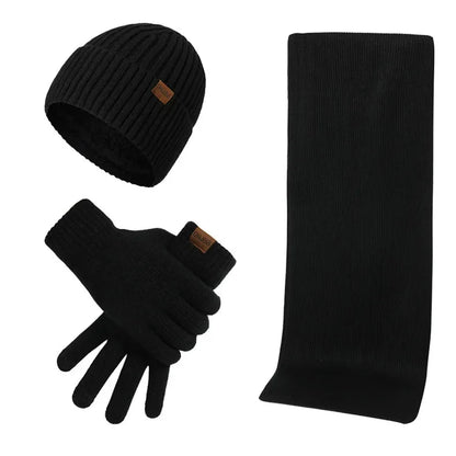 Hat Scarf & Gloves Set Soft Knit 3-Piece
