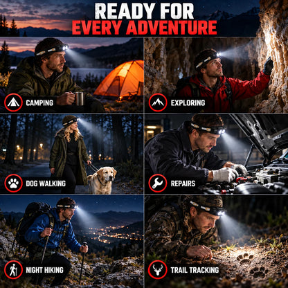 Headlamp 1000 Lumens Rechargeable Red Light