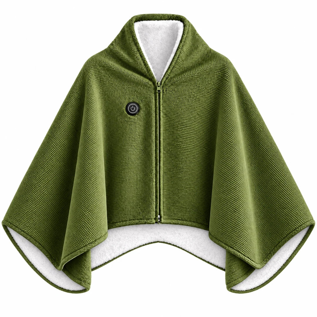 Heated Blanket Shawl USB-Powered Oversized Fit Back & Shoulder Warmth
