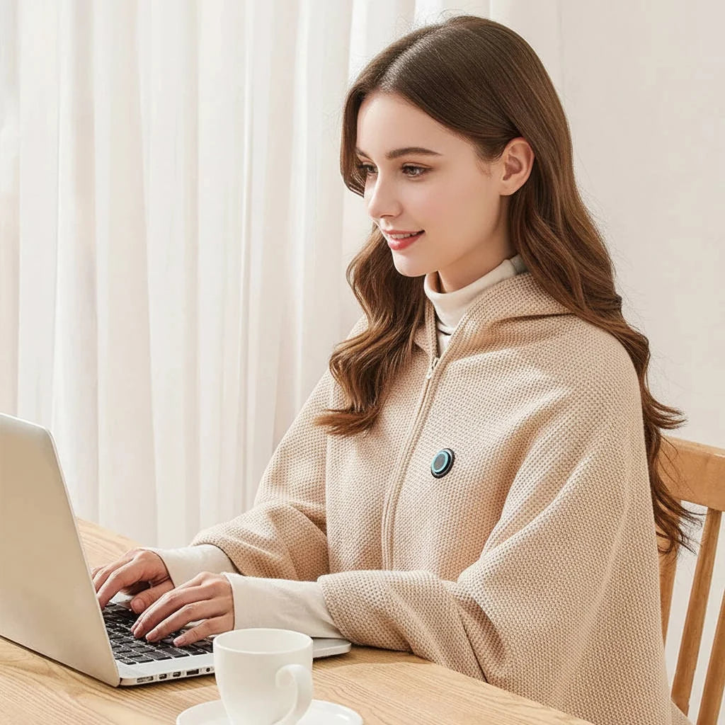 Heated Blanket USB-Powered Hooded Wrap With 8 Heating Zones