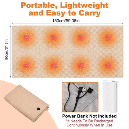 Heated Blanket USB-Powered Hooded Wrap With 8 Heating Zones