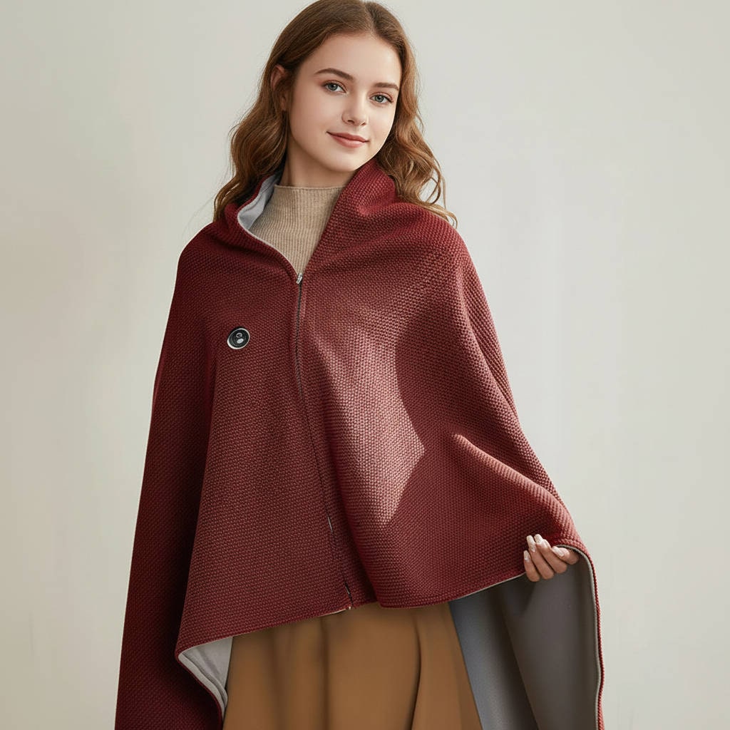 Heated Blanket USB-Powered Hooded Wrap With 8 Heating Zones
