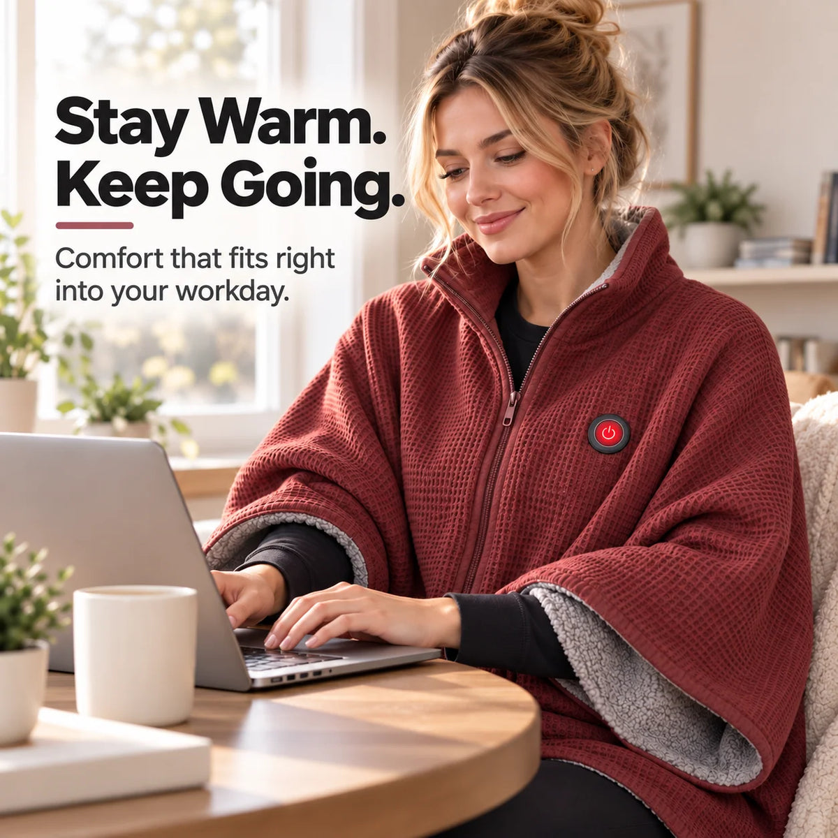 Heated Wearable Blanket Active Heating Hands-Free Warmth
