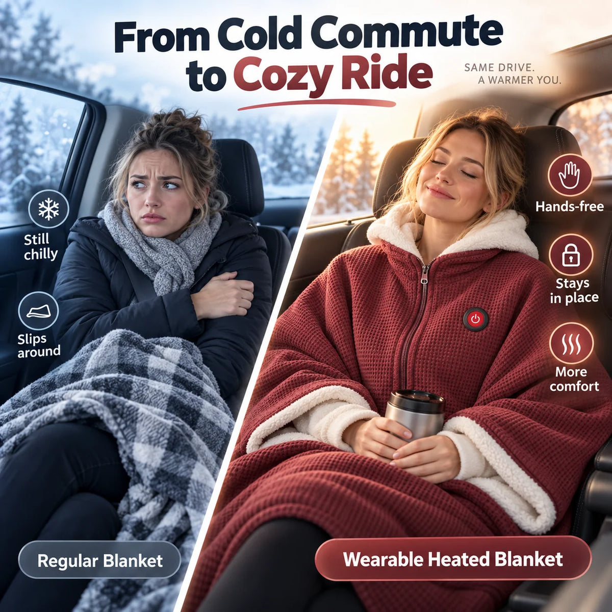 Heated Wearable Blanket Active Heating Hands-Free Warmth