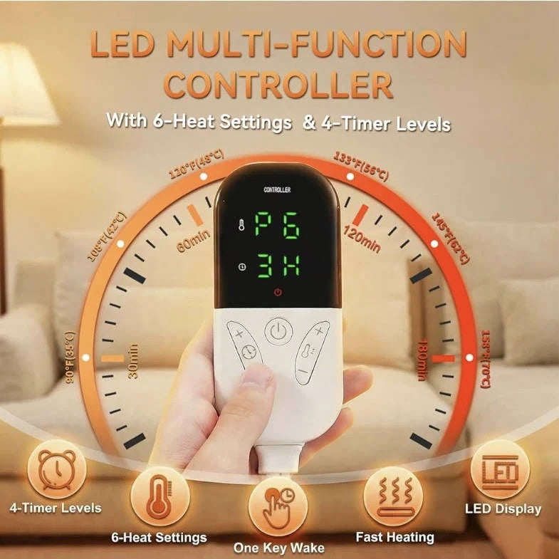 Heating Pad Extra-Large 32 × 24 Inch Six Heat Settings Auto Shutoff