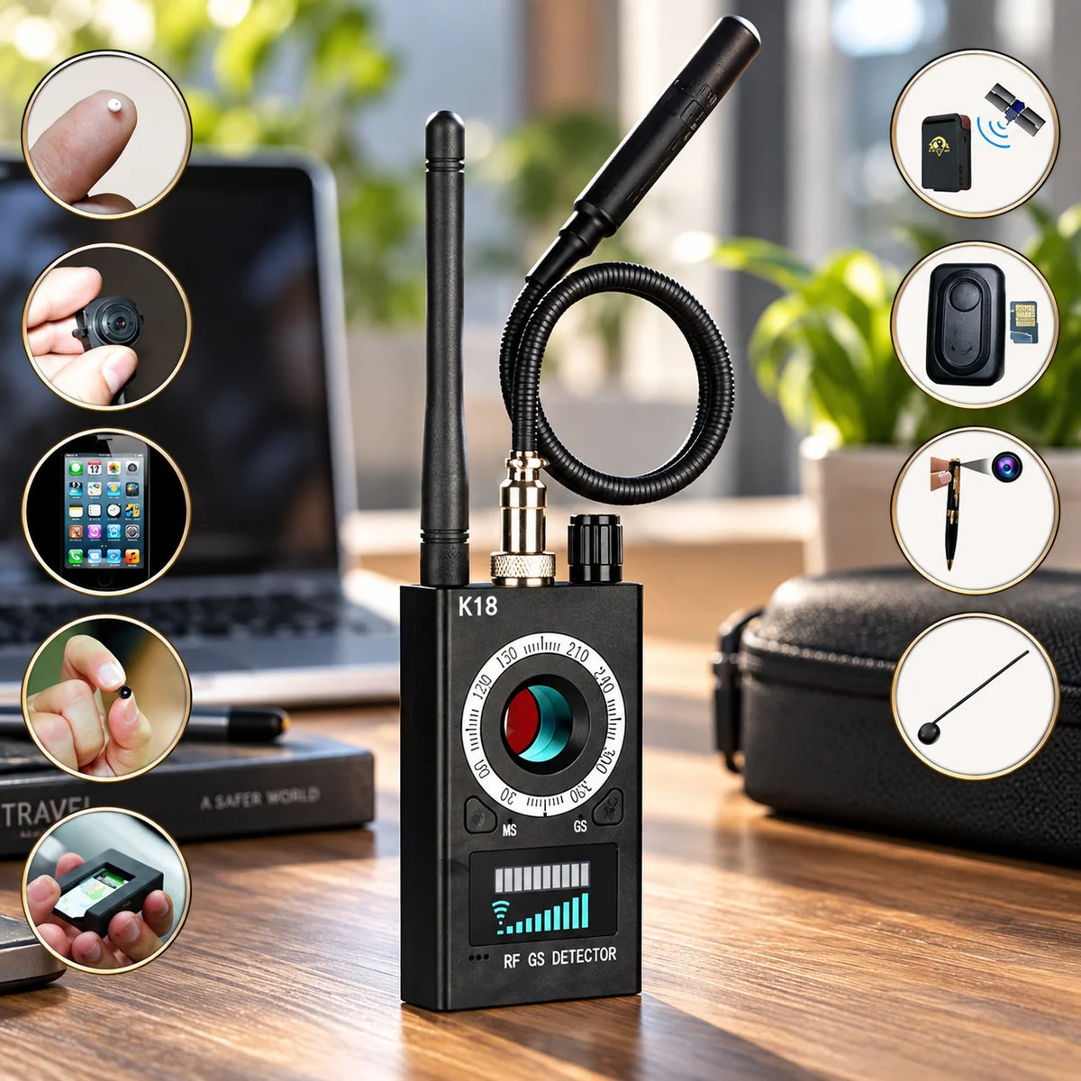 Hidden Camera Detector RF Scanner Laser Finder Magnetic Sensor