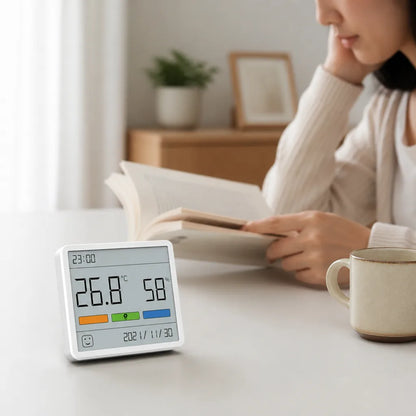 Hygrometer Clock Digital Temperature & Humidity Wall-Mount Stand