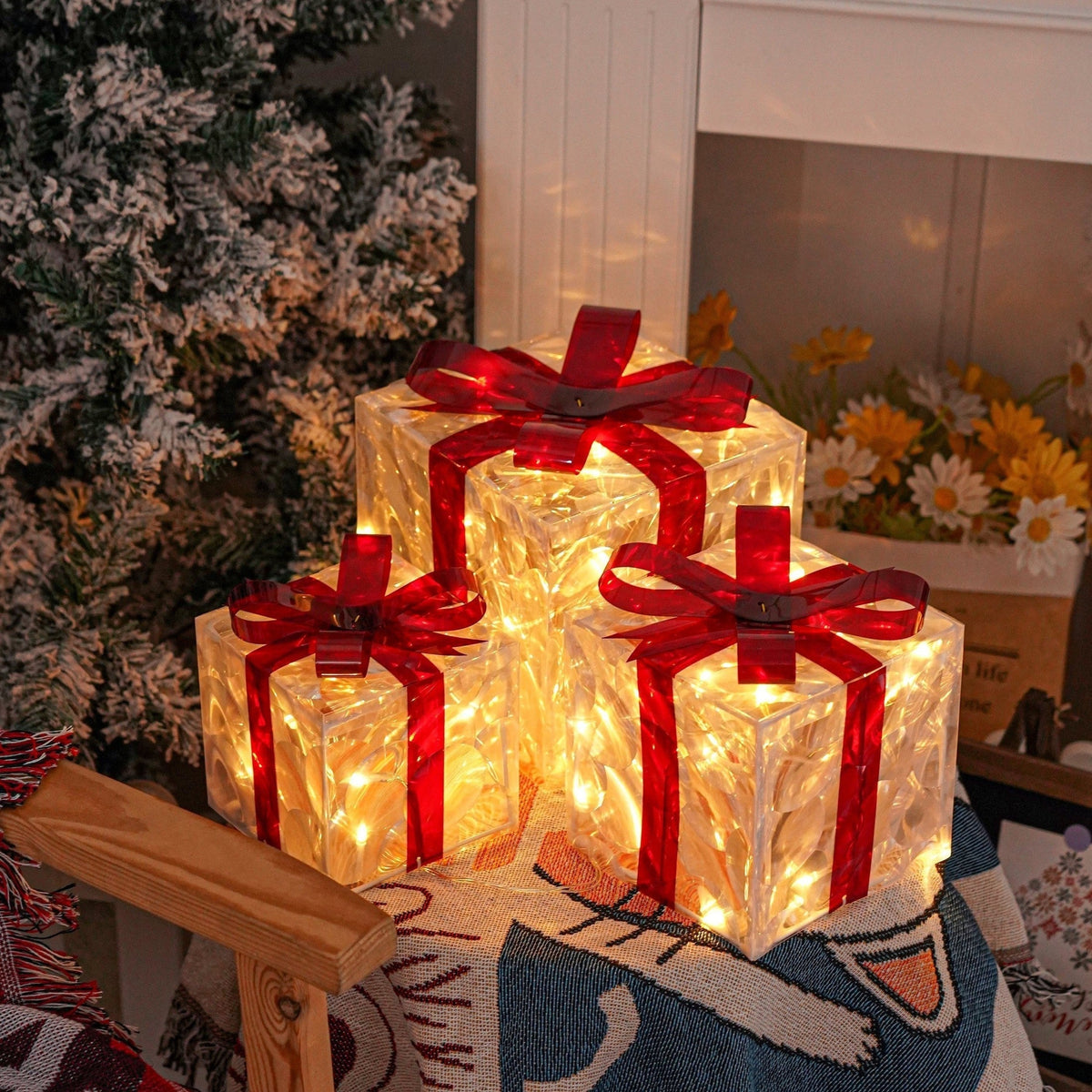Illuminated Gift Boxes Warm LED Weather-Resistant Set of 3