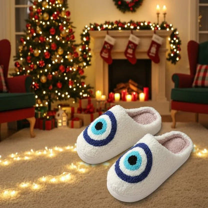 Indoor Slippers Plush-Lined Slip-Resistant Festive Print