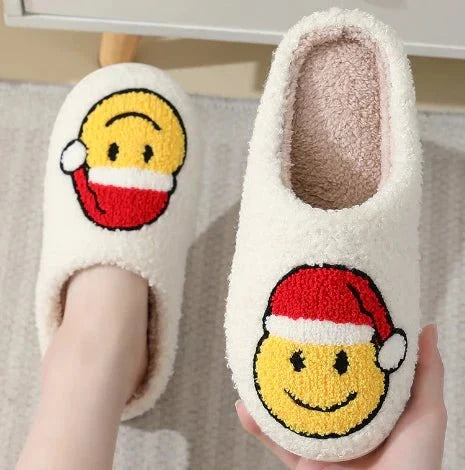Indoor Slippers Plush-Lined Slip-Resistant Festive Print