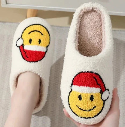 Indoor Slippers Plush-Lined Slip-Resistant Festive Print