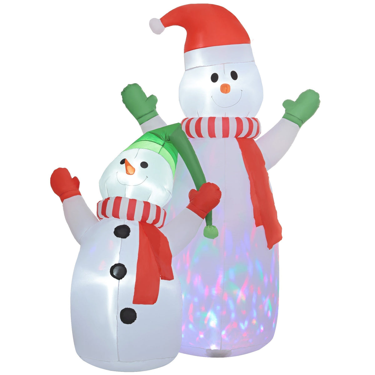 Inflatable Snow Family LED & Rotating Lights Built-In Fan
