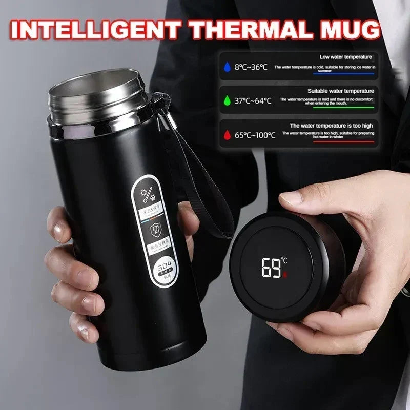 Insulated Bottle LED Temperature Display Leak-Proof Closure Ergonomic Handle