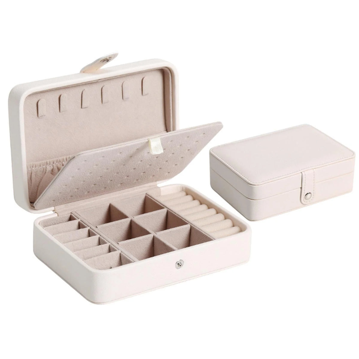 Jewelry Box Leather Flip-Top Multiple Compartments